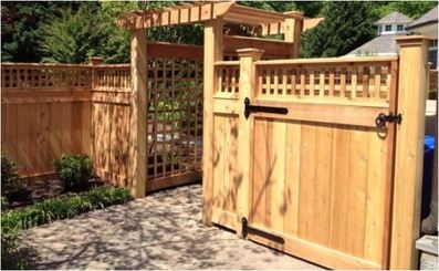 wooden privacy fence arbor entrance lake norman by Fourtees Inc Denver NC  newton nc mooresville sherrills fords north carolina