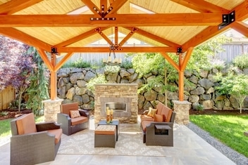 Picture covered outdoor living space fireplace lake norman mooresville nc denver nc newton nc sherrills fords north carolina